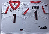 Youth Georgia Bulldogs 1 Justin Fields White Nike College Football Jersey,baseball caps,new era cap wholesale,wholesale hats